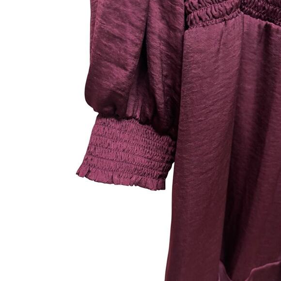 Sam Edelman Smocked Long Sleeve A-Line Mini Dress. - Picture 7 of 9